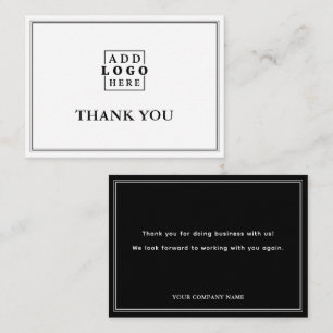 Black Two Border Business Logo Thank You Card
