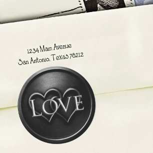 Black Two Hearts Intertwined Wedding Classic Round Sticker