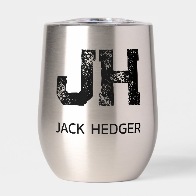 BLACK TWO LETTER MONOGRAM NAME STAINLESS STEEL (Front)