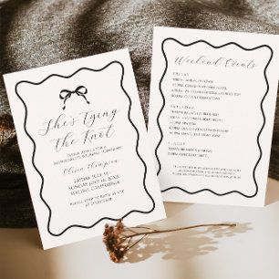 Black Tying the Knot Bow Bachelorette Party Invitation
