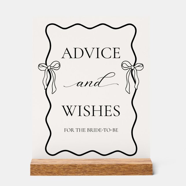 Black Tying the knot Bridal Shower Advice & Wishes Acrylic Sign (Creator Uploaded)