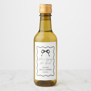 Black Tying the Knot Bridal Shower Bow Champagne Wine Label