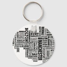 Black type map of Greater Manchester