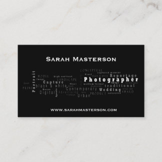 Black  Typographic Photographer business card