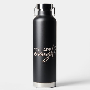 Black Typographic Self-care Quotes Water Bottle
