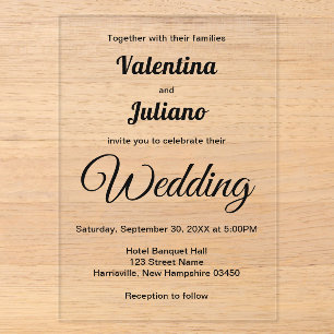 Black Typography Acrylic Wedding Invitation