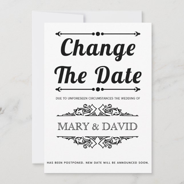 Black typography Change the Date announcement (Front)