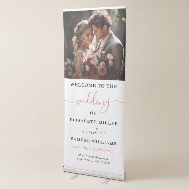 Black Typography Custom Wedding Photo Retractable Banner (3/4)