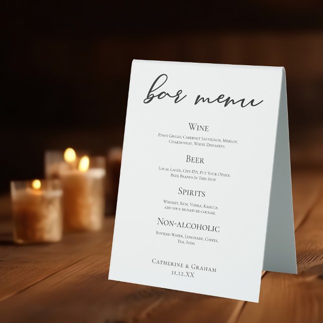 Black Typography Elegant Formal Wedding Bar Menu (Creator Uploaded)
