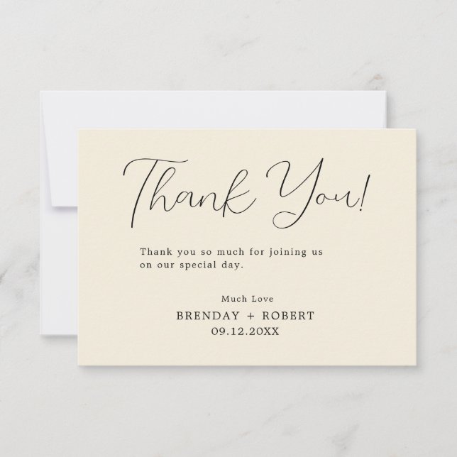 Black Typography On Light Beige Thank You Card (Front)