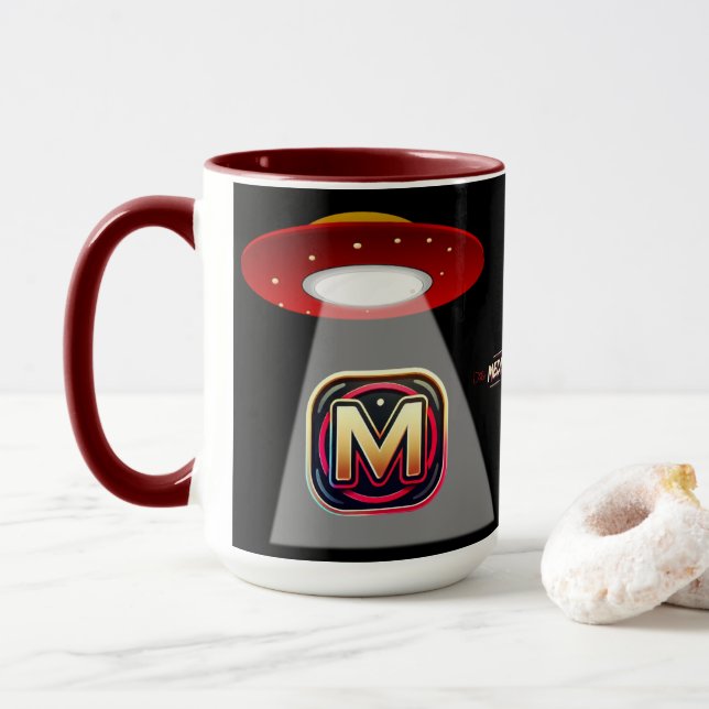 Black UFO Coffee Mug (With Donut)