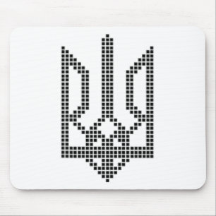 Black Ukrainian Tryzub Symbol On The Heart - Ukrai Mouse Mat