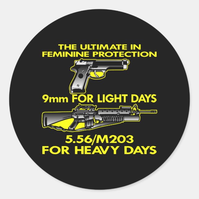Black Ultimate Feminine Protection Classic Round Sticker (Front)