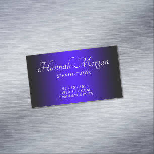 Black Ultramarine Blue Elegant Ombre Magnetic Business Card