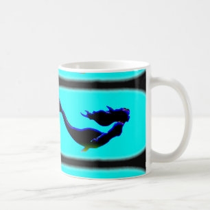 black underwater mermaid coffee mug