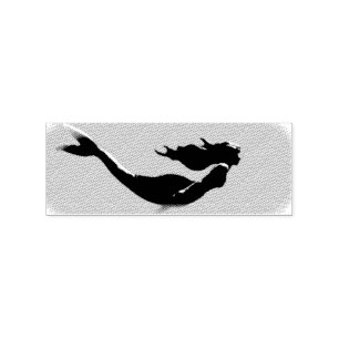 black underwater mermaid customised heart rubber stamp