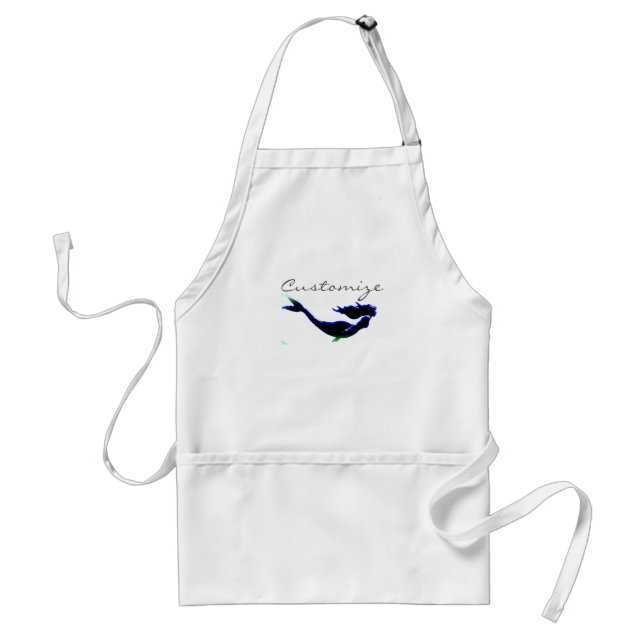 black underwater mermaid customised standard apron (Front)