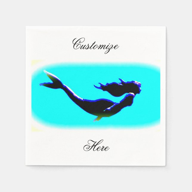 black underwater mermaid napkin (Front)