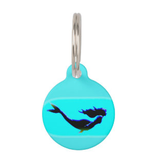 black underwater  mermaid pet tag