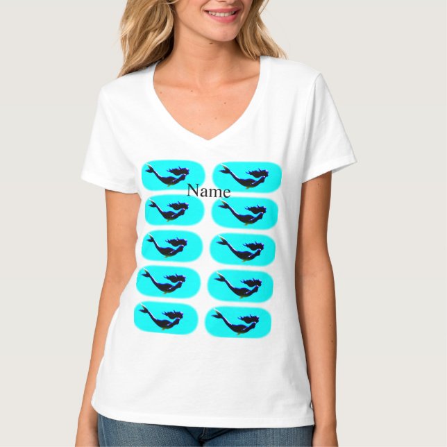 black underwater mermaid T-Shirt (Front)