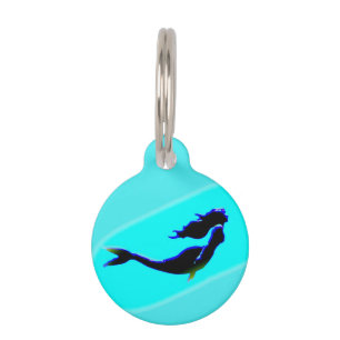 Black underwater mermaid Thunder_Cove Pet Tag