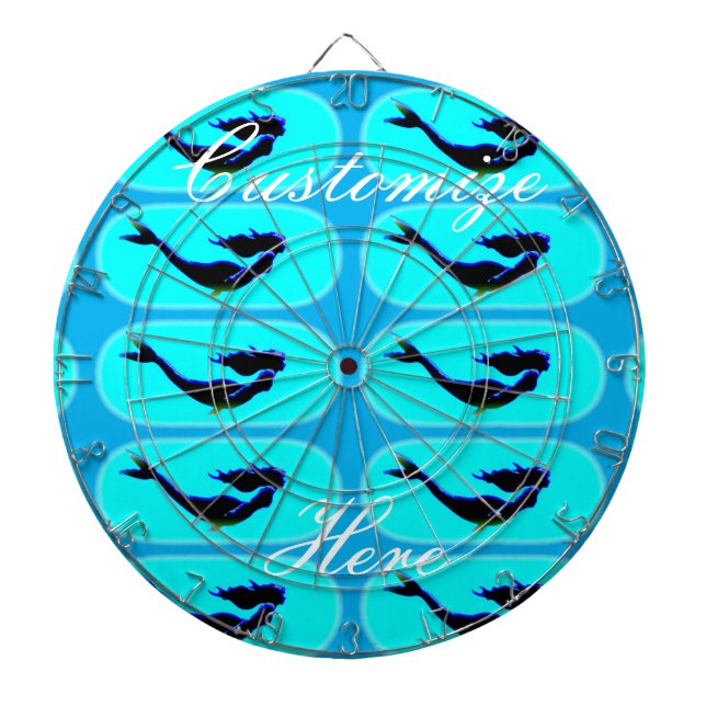 black underwater mermaids blue dartboard (Front)