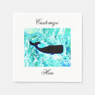 black underwater whale napkin