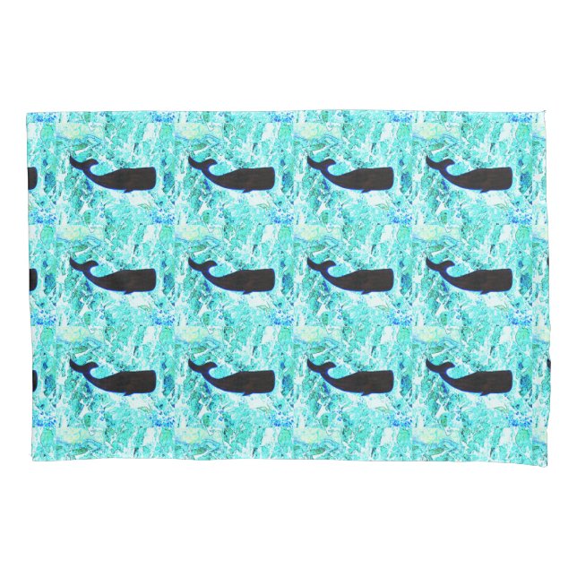 black underwater whales pattern pillowcase (Front)