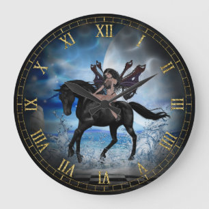 Black Unicorn and Dark Angel  Vignette Wall Clock