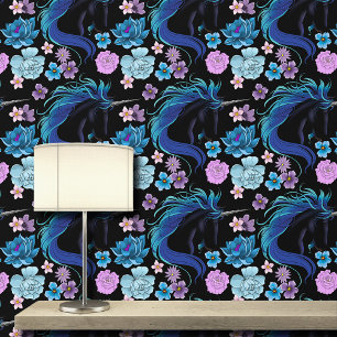 Black Unicorn Blue Silver Wallpaper