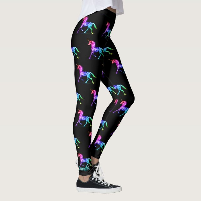 Black Unicorn Custom Name Leggings Yoga Pants (Right)