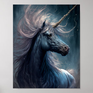 Black Unicorn Fantasy Art Poster