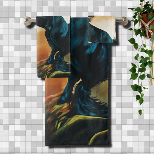 Black Unicorn Fantasy Dance Bath Towel Set