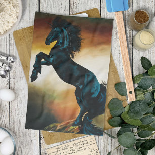 Black Unicorn Fantasy Dance Tea Towel