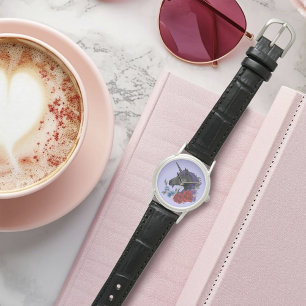 Black Unicorn Flowers Purple Watch