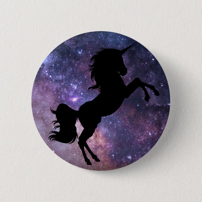 Black Unicorn Galaxy Background 6 Cm Round Badge (Front)