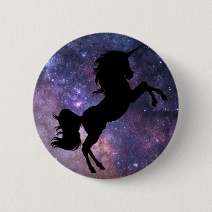 Black Unicorn Galaxy Background 6 Cm Round Badge