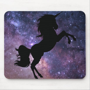 Black Unicorn Galaxy Background Mouse Mat