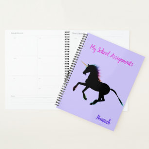 Black Unicorn Girls School Planner