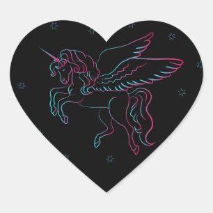 Black Unicorn Heart Sticker