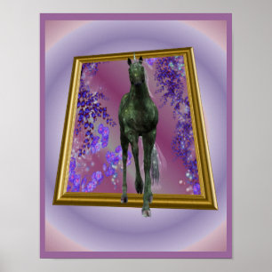 Black Unicorn Horse Out Of Bounds Fantasy Art Poster