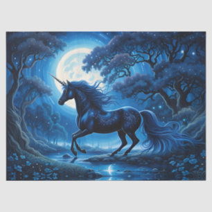Black Unicorn in Blue Moon Tissue Paper
