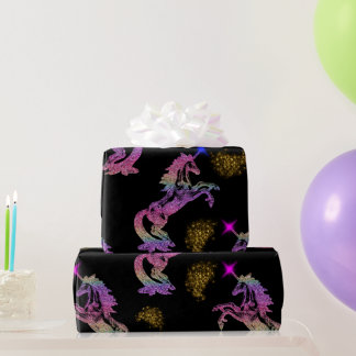Black Unicorn Magic Wrapping Paper