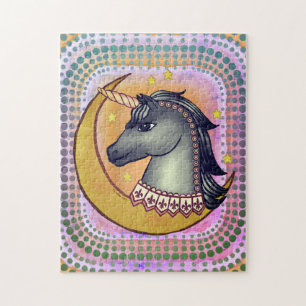 Black Unicorn Moon Jigsaw Puzzle