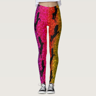 Black Unicorn Party Flowers Pink Blue Dots   Leggings