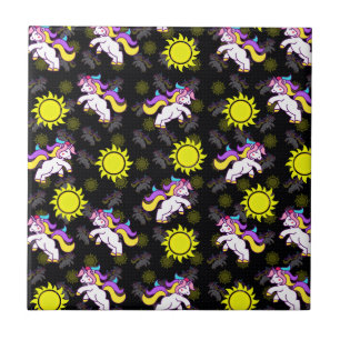 Black Unicorn Pattern Design Tile