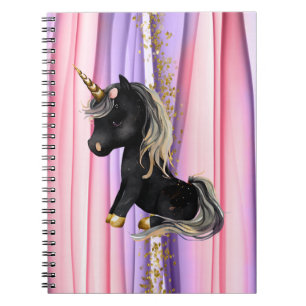 Black Unicorn Pink Ears Notebook