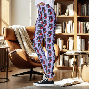 Black Unicorn Purple Midnight Garden Flowers Leggings