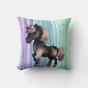 Black Unicorn Purple Pink Tail Cushion