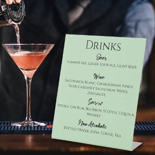 Black Unicorn Purple Red Sage Flowers Drinks Menu Pedestal Sign